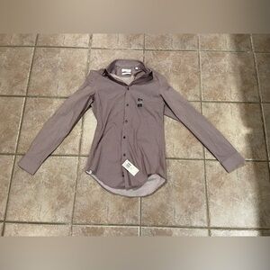 Calvin Klein Maroon and White Checkered Shirt